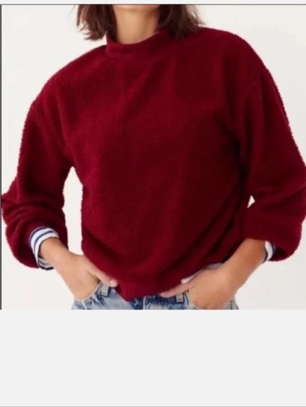 PORRIDGE ANTHROPOLOGY Maroon Sherpa Mock Neck Pullover XS